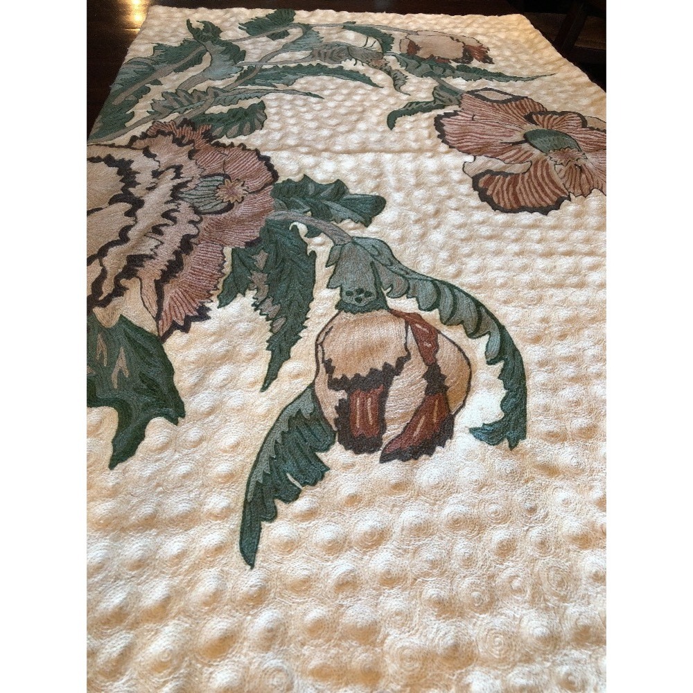 Embroidered Wall Hanging Art Modern Floral Boho Decor Andraab Textiles Lg Wool - Picture 2 of 15
